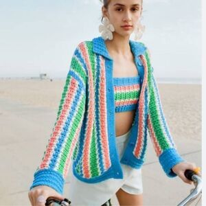 Zara Blogger's Favorite Striped Crocheted Cardigan